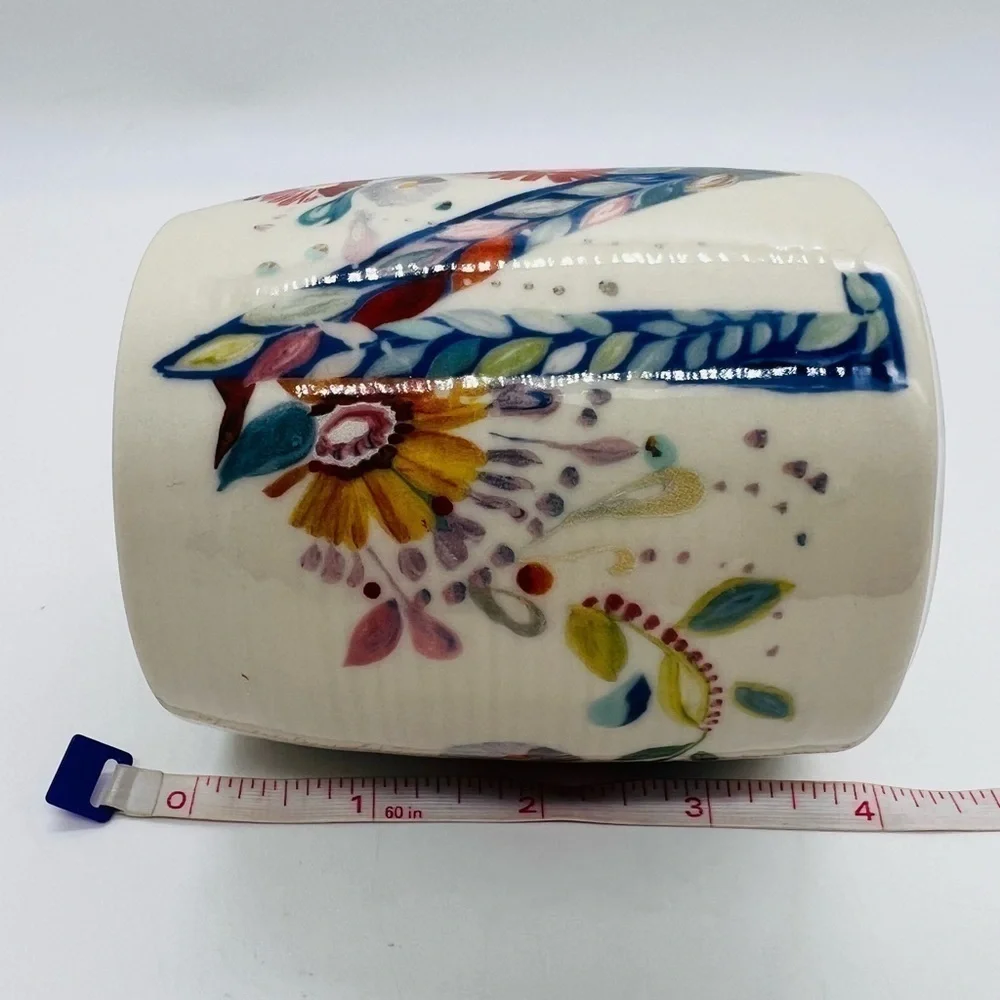 STARLA M. HALFMAN FOR ANTHROPOLOGIE LETTER “M” FLORAL COFFEE MUG